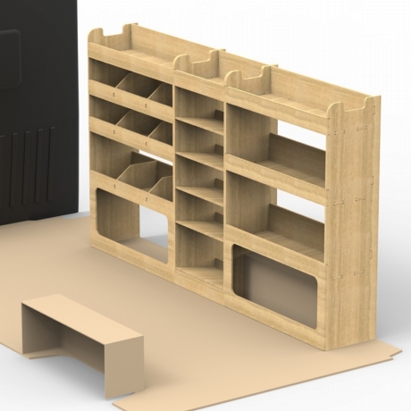 MAN TGE LWB Plywood Van Racking 1.5m Tall Shelving Package - HRK2.7.4